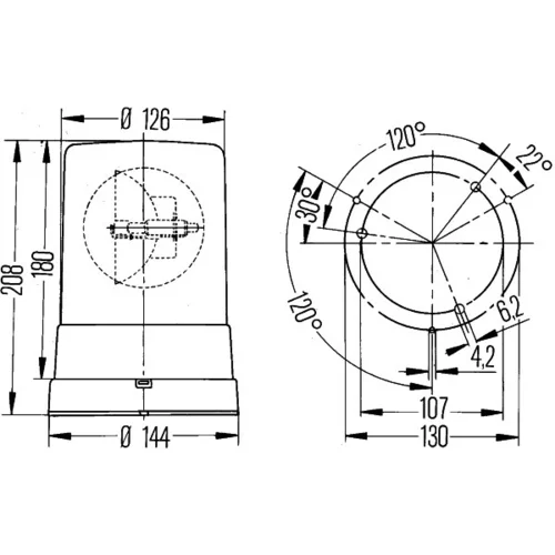 Výstražný otočný maják 2RL 006 295-311 /HELLA/ - obr. 1