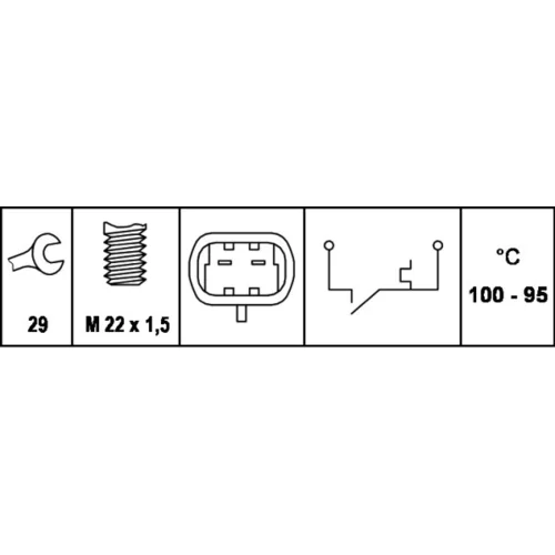 Teplotný spínač ventilátora chladenia 6ZT 007 807-001 /HELLA/ - obr. 1