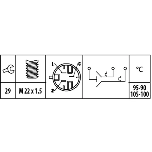 Teplotný spínač ventilátora chladenia 6ZT 181 611-071 /HELLA/ - obr. 1