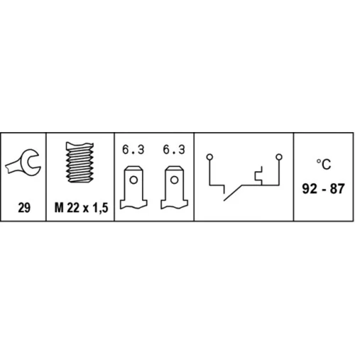 Teplotný spínač ventilátora chladenia 6ZT 007 800-001 /HELLA/ - obr. 1