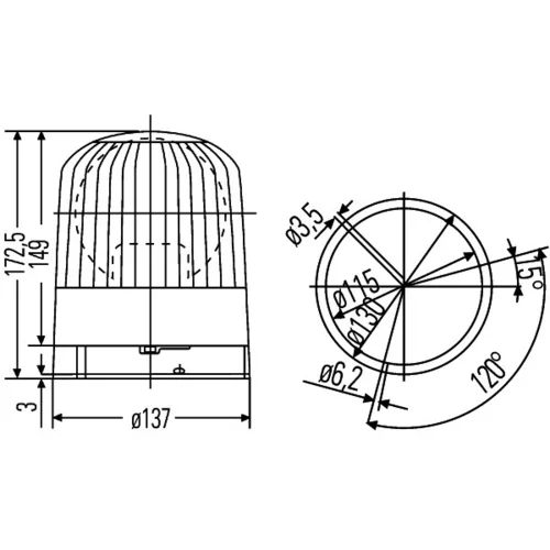 Výstražný otočný maják 2RL 007 550-011 /HELLA/ - obr. 2