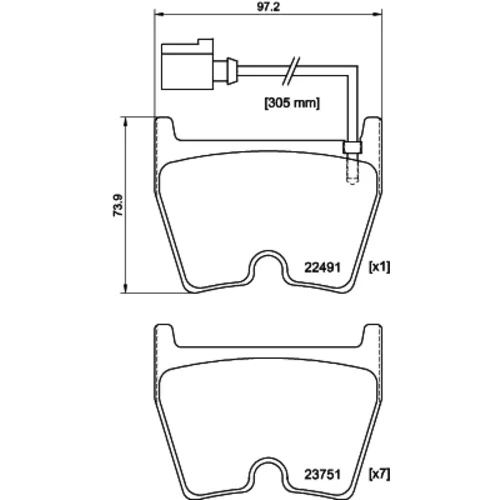 Sada brzdových platničiek kotúčovej brzdy 8DB 355 025-171 /HELLA/ - obr. 3
