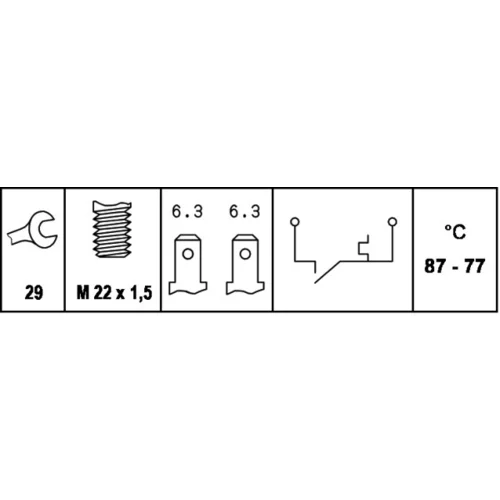 Teplotný spínač ventilátora chladenia 6ZT 007 800-031 /HELLA/ - obr. 1