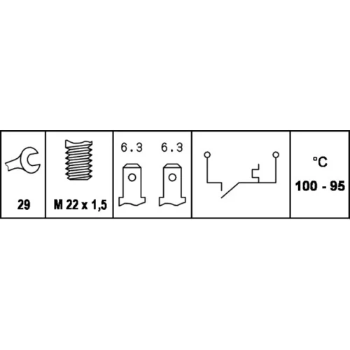 Teplotný spínač ventilátora chladenia 6ZT 007 800-061 /HELLA/ - obr. 1