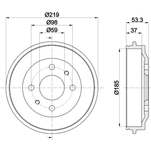 Brzdový bubon 8DT 355 301-961 /HELLA/ - obr. 3