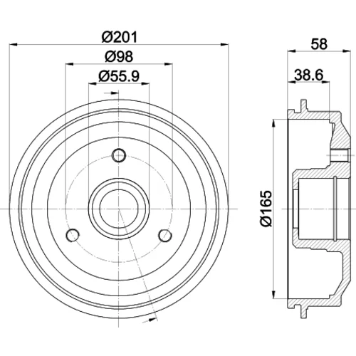 Brzdový bubon 8DT 355 300-051 /HELLA/ - obr. 3
