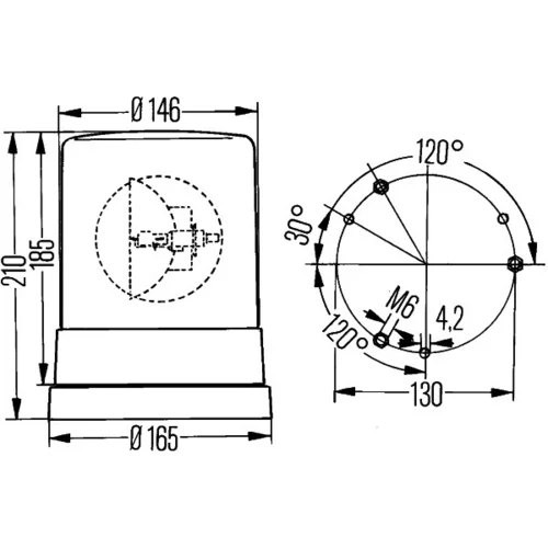Výstražný otočný maják 2RL 004 958-101 /HELLA/ - obr. 2