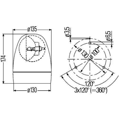 Výstražný otočný maják 2RL 007 337-031 /HELLA/ - obr. 2