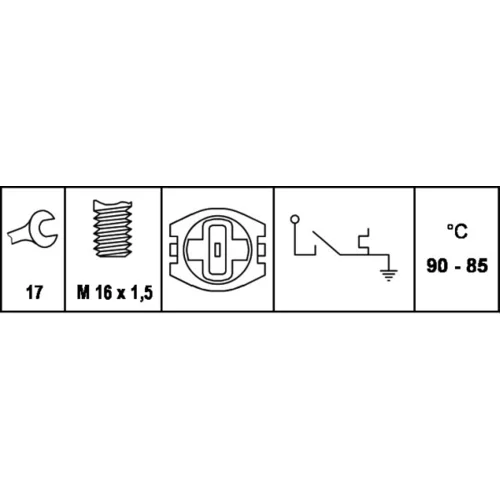 Teplotný spínač ventilátora chladenia 6ZT 007 806-011 /HELLA/ - obr. 1