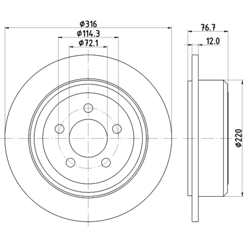 Brzdový kotúč 8DD 355 122-221 /HELLA/ - obr. 3