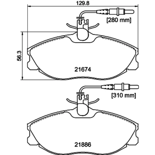 Sada brzdových platničiek kotúčovej brzdy 8DB 355 018-221 /HELLA/ - obr. 3