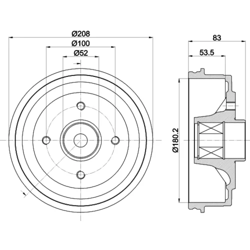 Brzdový bubon 8DT 355 302-801 /HELLA/ - obr. 3
