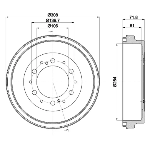 Brzdový bubon 8DT 355 302-421 /HELLA/ - obr. 3