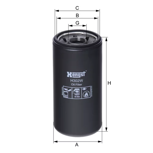 Olejový filter HENGST FILTER H302W