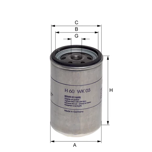 Palivový filter HENGST FILTER H60WK03