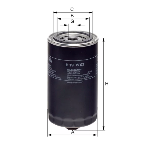 Olejový filter HENGST FILTER H19W03