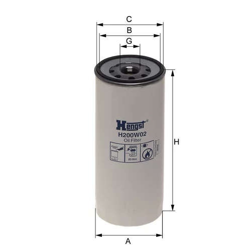 Olejový filter HENGST FILTER H200W02
