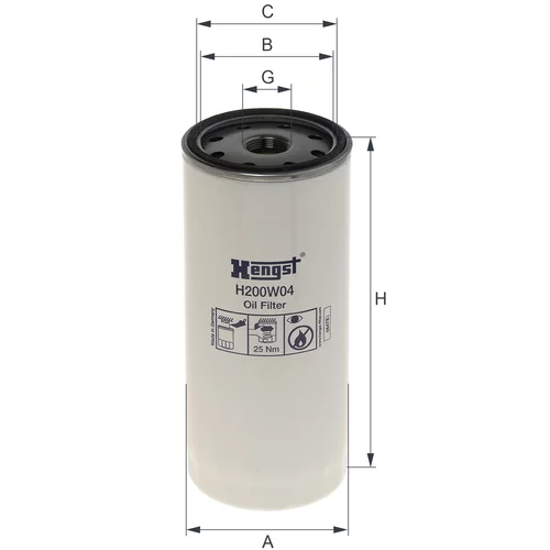Olejový filter HENGST FILTER H200W04