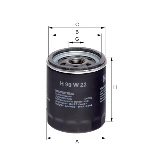 Olejový filter HENGST FILTER H90W22