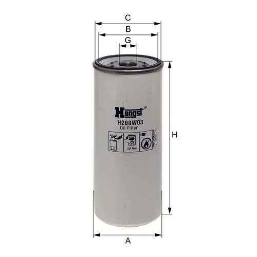 Olejový filter HENGST FILTER H200W03