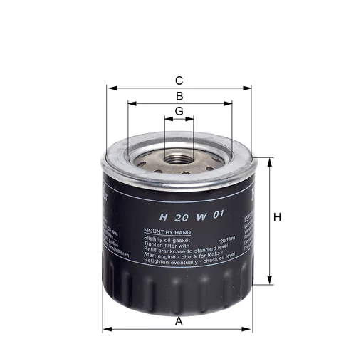 Olejový filter HENGST FILTER H20W01