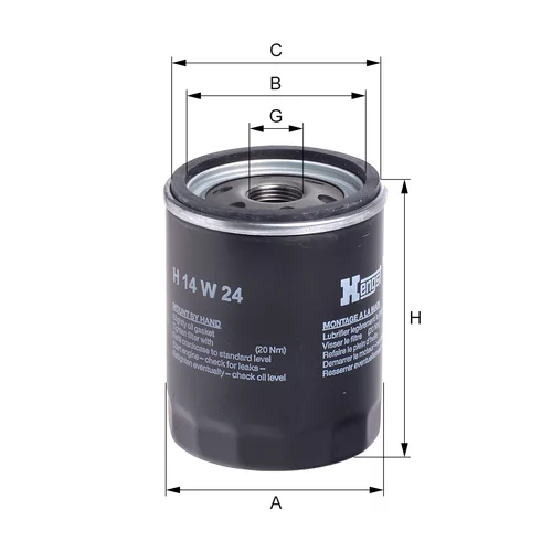 Olejový filter HENGST FILTER H14W24