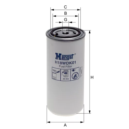 Palivový filter HENGST FILTER H18WDK01