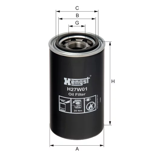 Olejový filter HENGST FILTER H27W01