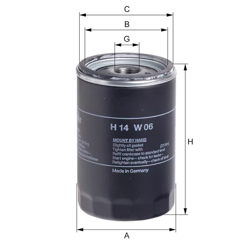 Olejový filter HENGST FILTER H14W06