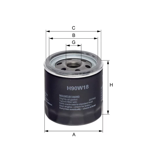 Olejový filter HENGST FILTER H90W18