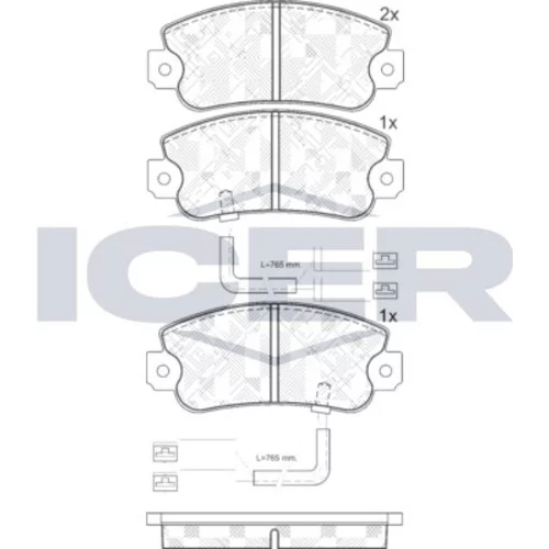 Sada brzdových platničiek kotúčovej brzdy ICER 180658