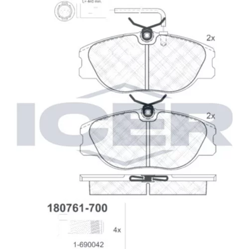 Sada brzdových platničiek kotúčovej brzdy ICER 180761-700