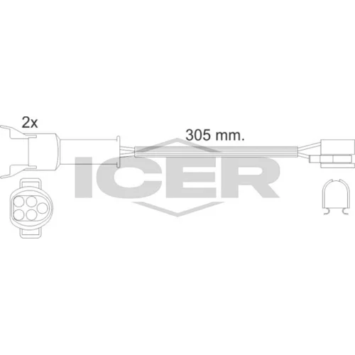 Výstražný kontakt opotrebenia brzdového obloženia ICER 610449 E C