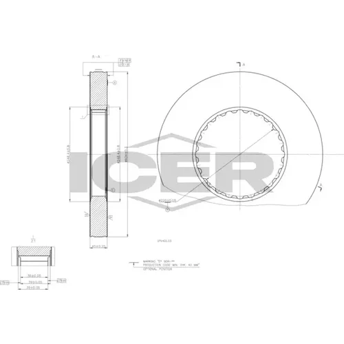 Brzdový kotúč ICER 78CV0012-1