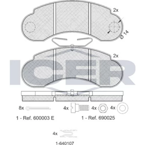 Sada brzdových platničiek kotúčovej brzdy ICER 140893-066