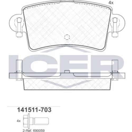 Sada brzdových platničiek kotúčovej brzdy ICER 141511-703
