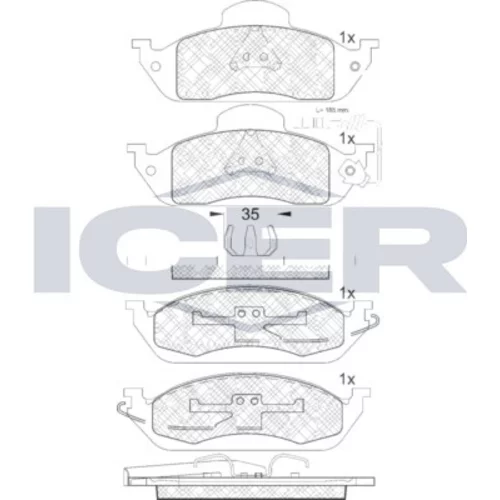 Sada brzdových platničiek kotúčovej brzdy ICER 181276