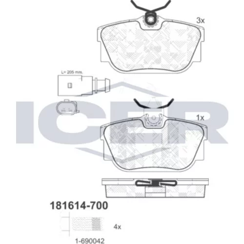 Sada brzdových platničiek kotúčovej brzdy ICER 181614-700