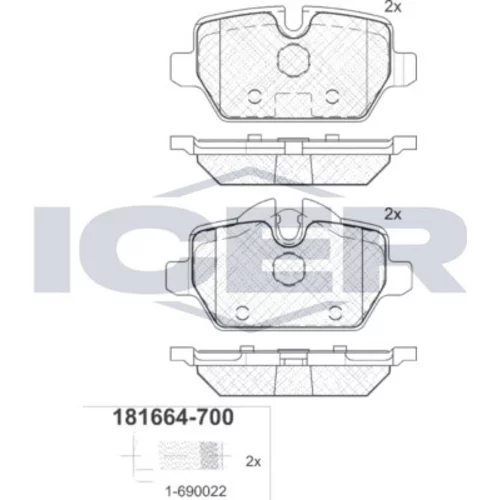 Sada brzdových platničiek kotúčovej brzdy ICER 181664-700