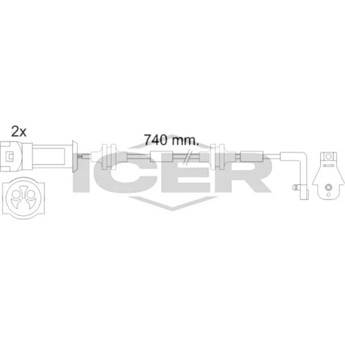 Výstražný kontakt opotrebenia brzdového obloženia ICER 610446 E C