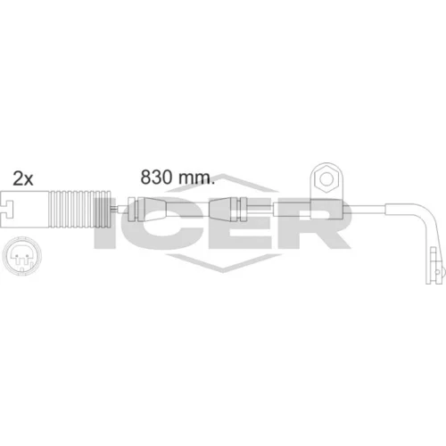 Výstražný kontakt opotrebenia brzdového obloženia ICER 610458 E C