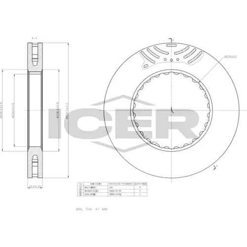 Brzdový kotúč ICER 78CV0016-1