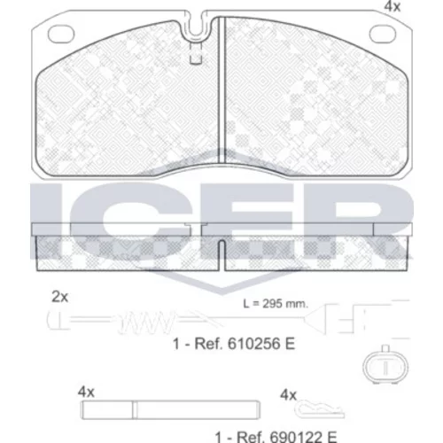 Sada brzdových platničiek kotúčovej brzdy ICER 151078-117