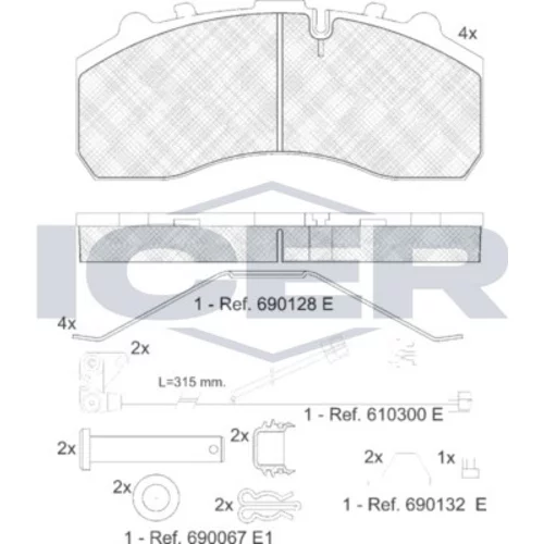 Sada brzdových platničiek kotúčovej brzdy ICER 151194-117