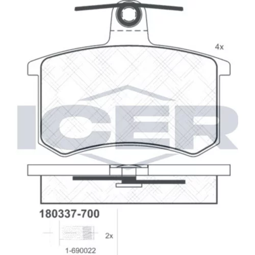 Sada brzdových platničiek kotúčovej brzdy ICER 180337-700