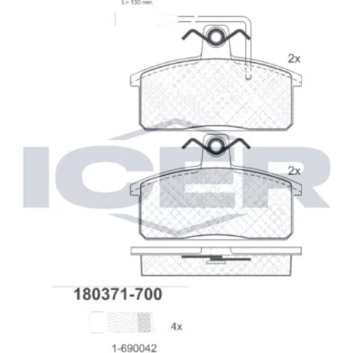 Sada brzdových platničiek kotúčovej brzdy ICER 180371-700