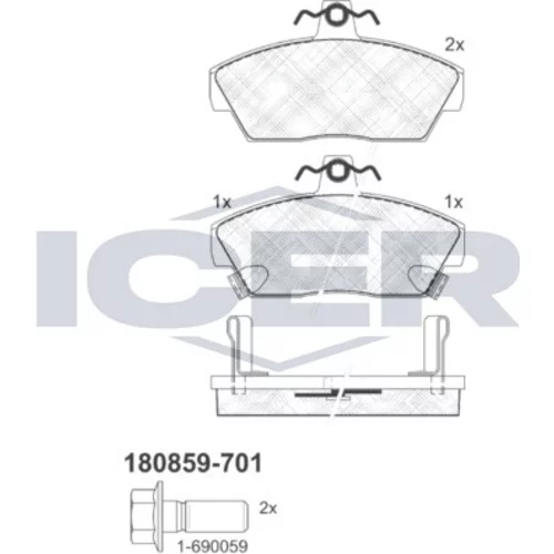 Sada brzdových platničiek kotúčovej brzdy ICER 180859-701