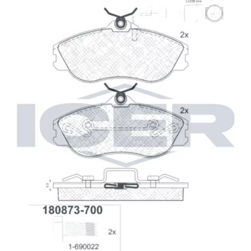 Sada brzdových platničiek kotúčovej brzdy ICER 180873-700