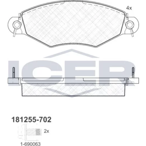 Sada brzdových platničiek kotúčovej brzdy ICER 181255-702
