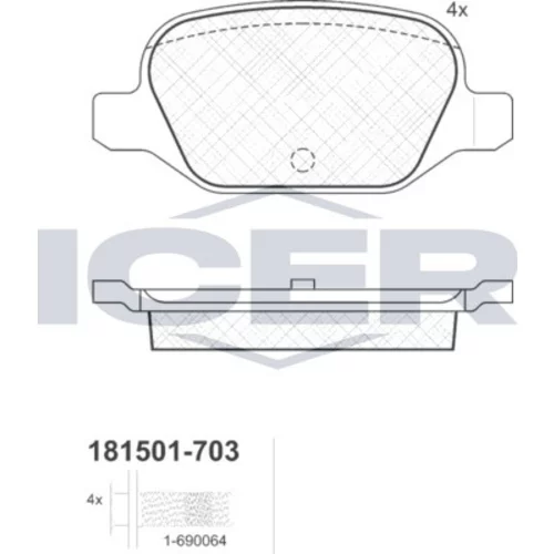 Sada brzdových platničiek kotúčovej brzdy ICER 181501-703